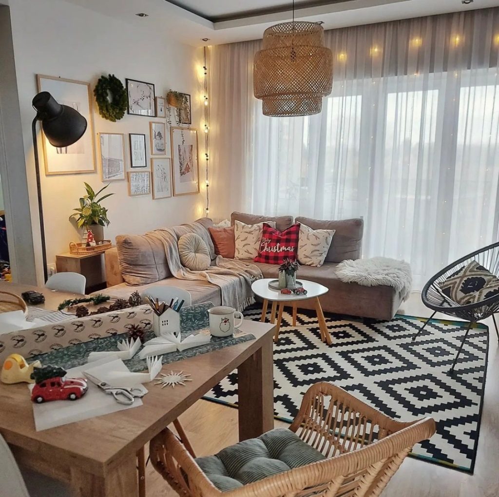 cozy scandi boho living room idea