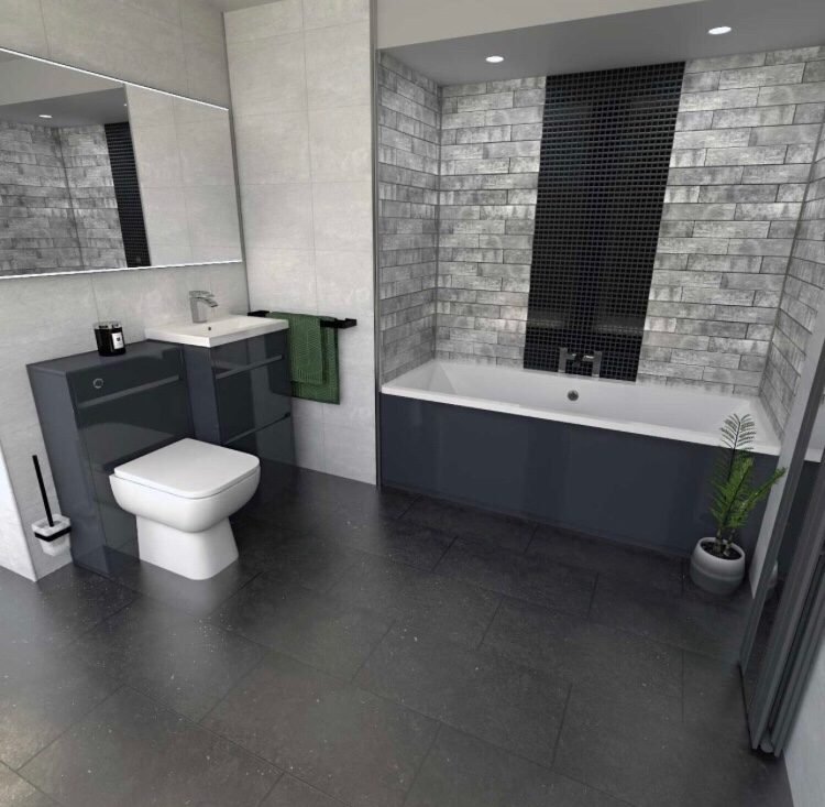 Dark contrastig Grey bathroom designs - grey bathroom tiles