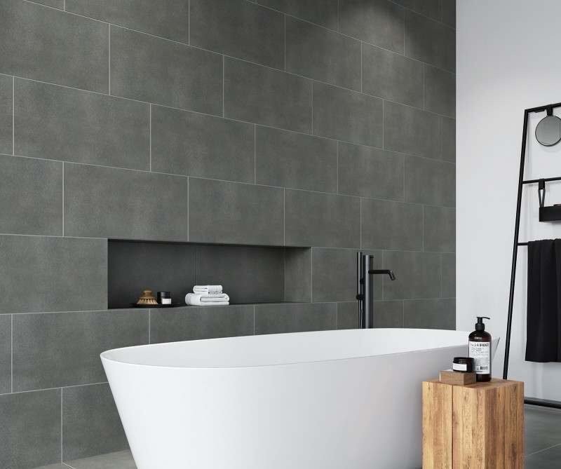 Grey bathroom designs - natural stone grey bathroom tiles