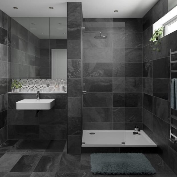 Dark Grey bathroom designs - grey bathroom tiles