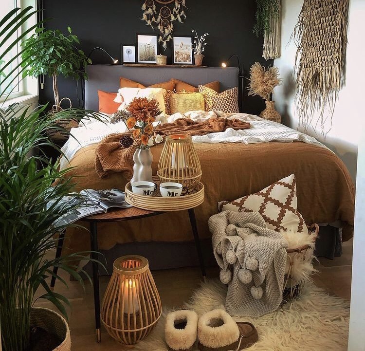 moody boho bedroom idea