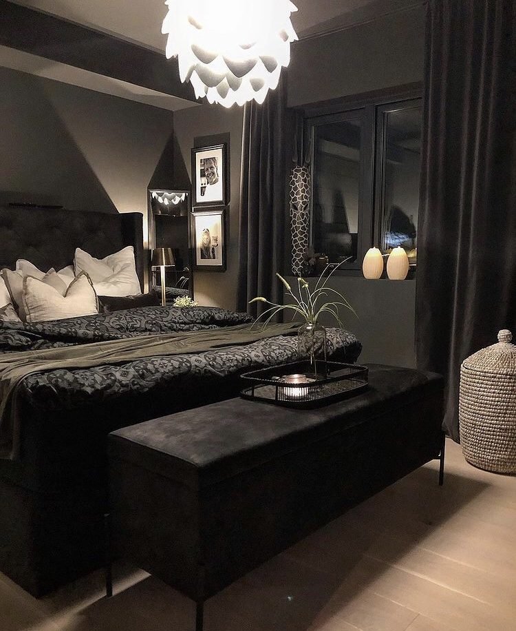 black moody bedroom idea