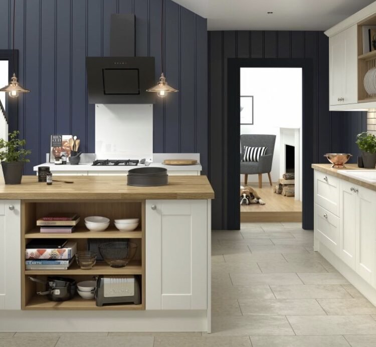 cream and blue kitchen colour scheme