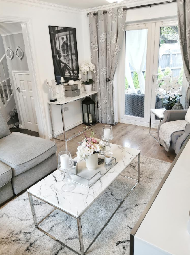 best living room colours - white and grey 