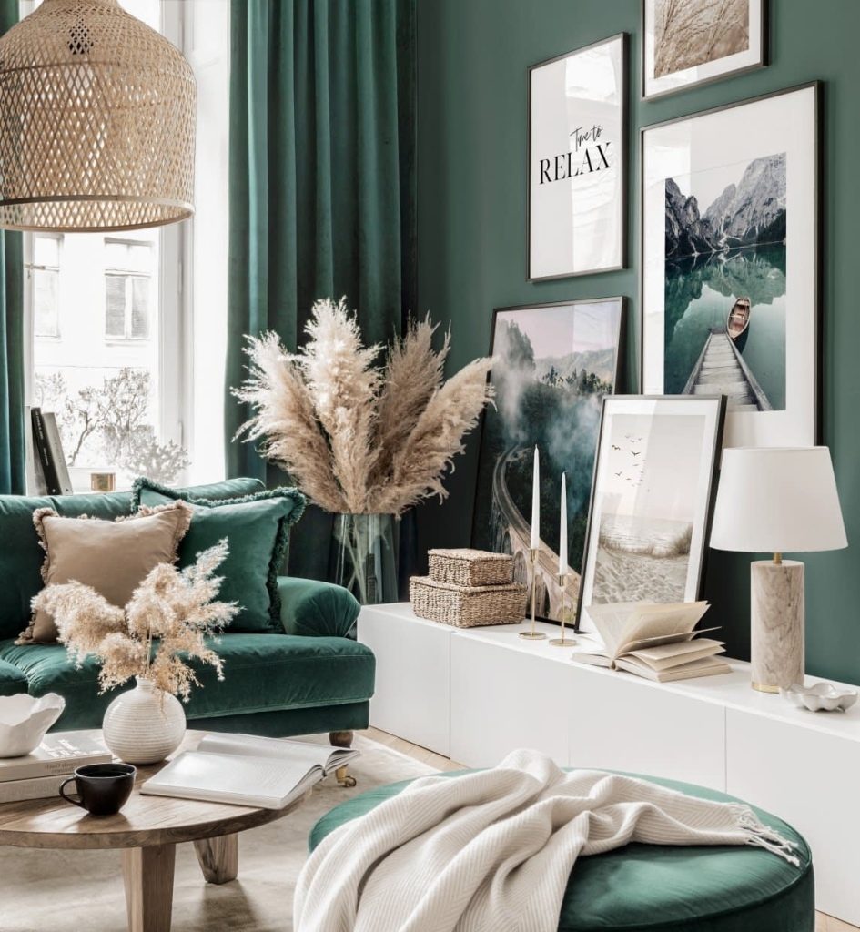 best living room colours - green and white 