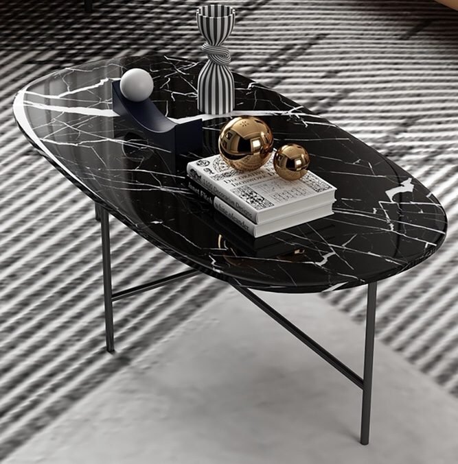 Black marble coffee table - best living room colour schemes