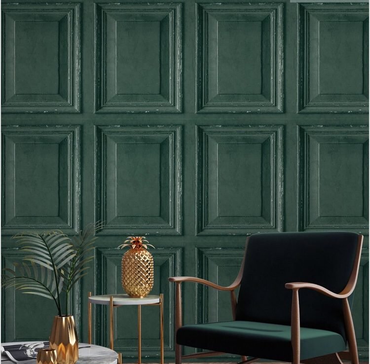 Vintage green panel wallpaper