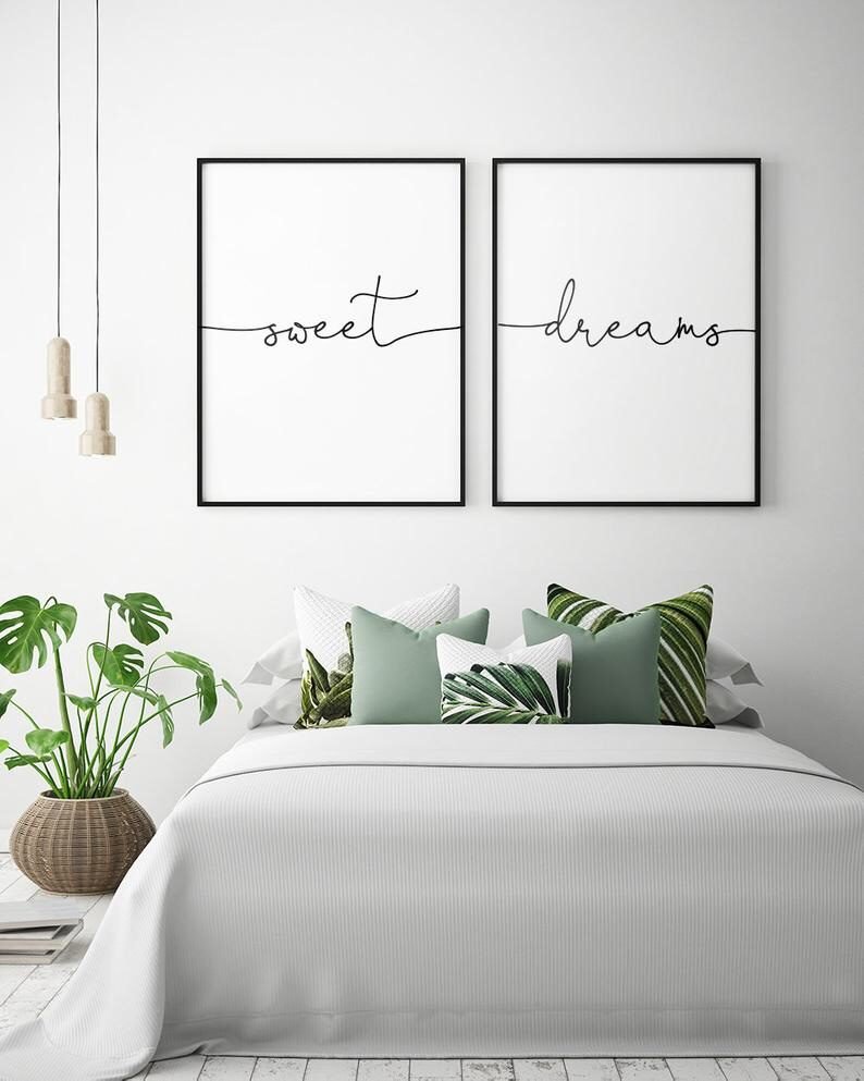 Decorative artwork for over the bed in a bedroom 