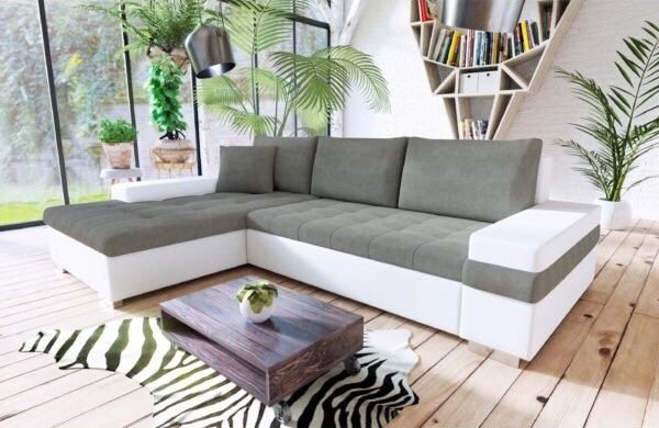 White and grey corner sofa - How to style a White Living Room