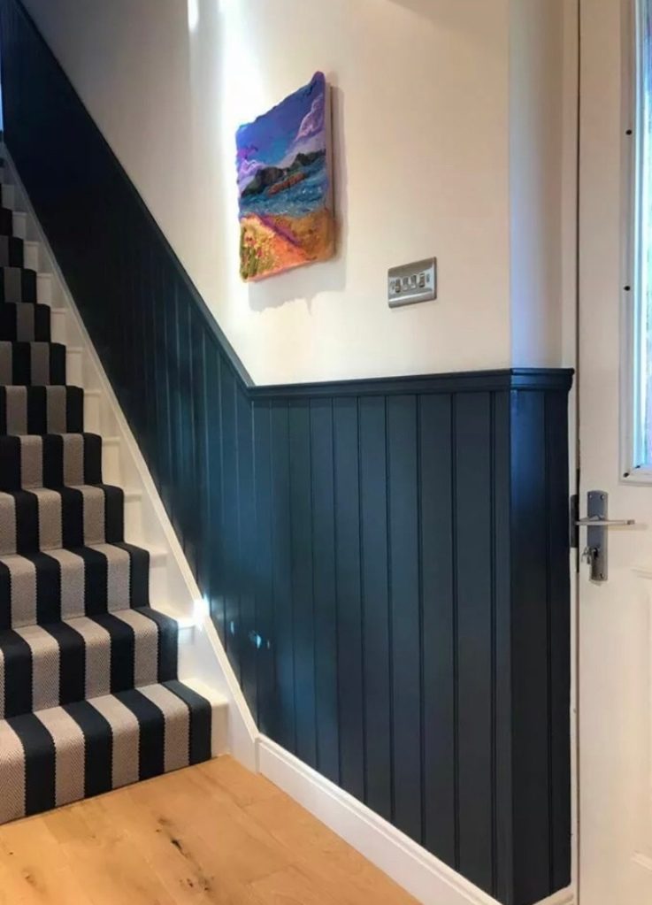 half wall panelling ideas - tongue and groove half wall panelling in the hallway 