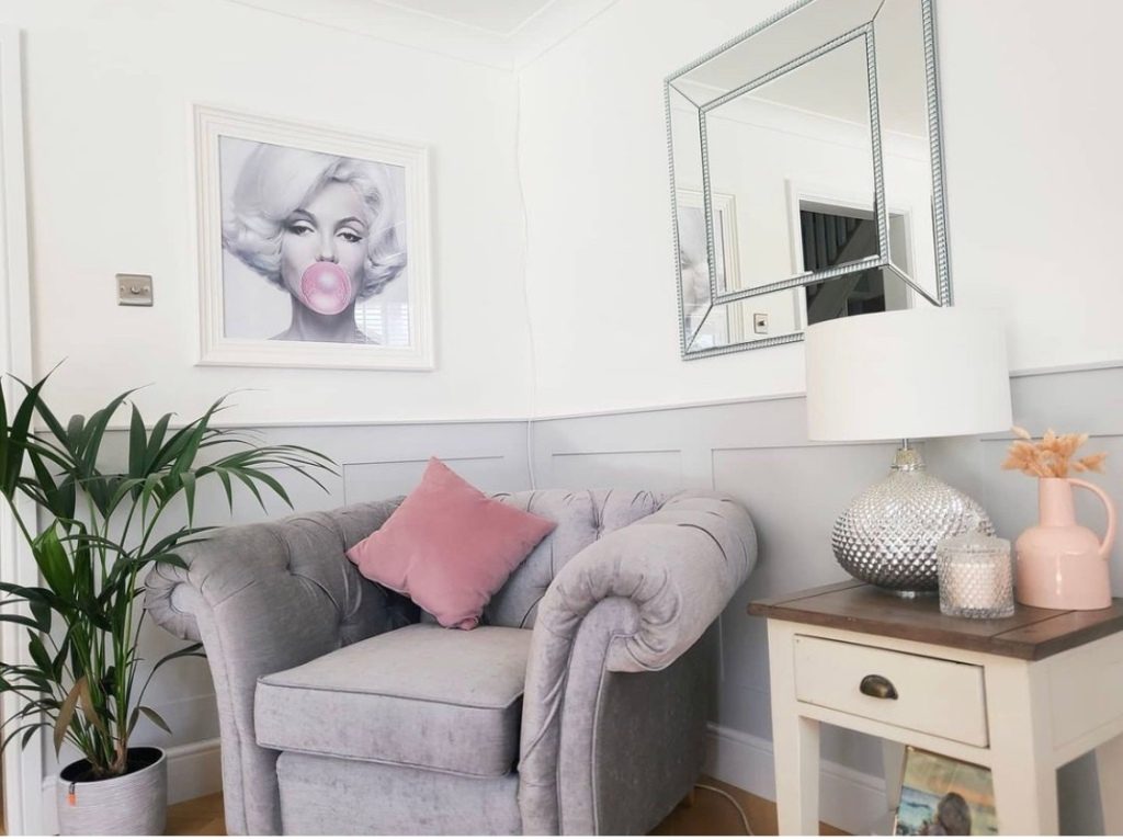 half wall panelling ideas - grey and white half wall panelling in the living room