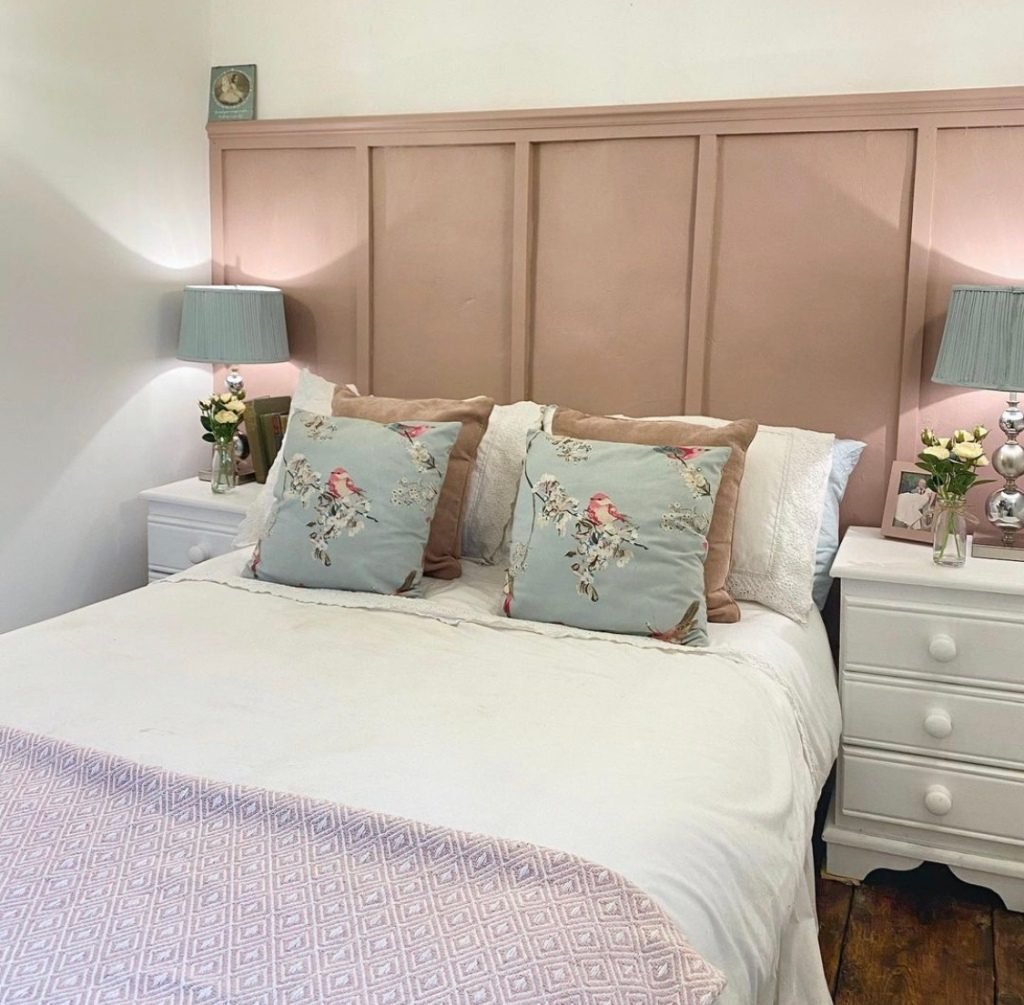 half wall panelling ideas - pink half wall panelling in bedroom