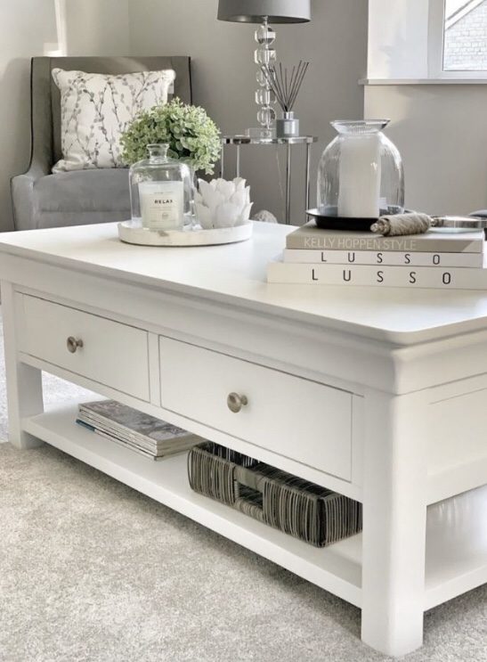 White coffee table - How to style a White Living Room