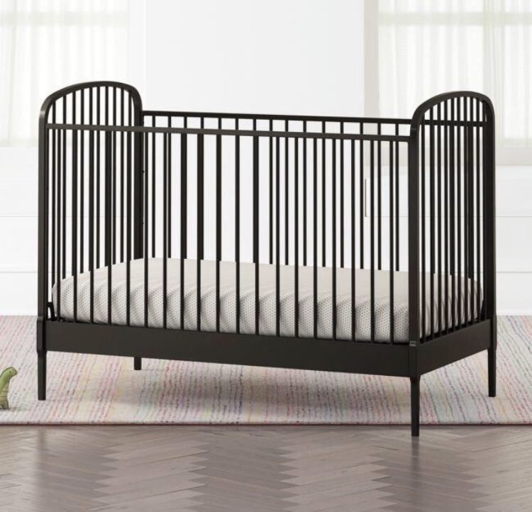 Black metal crib cot 