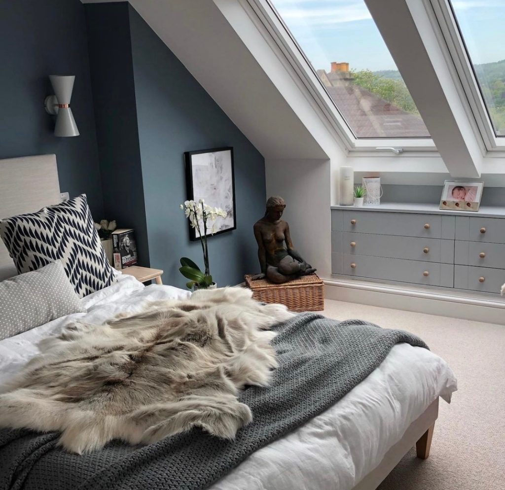 gray and blue bedrooms