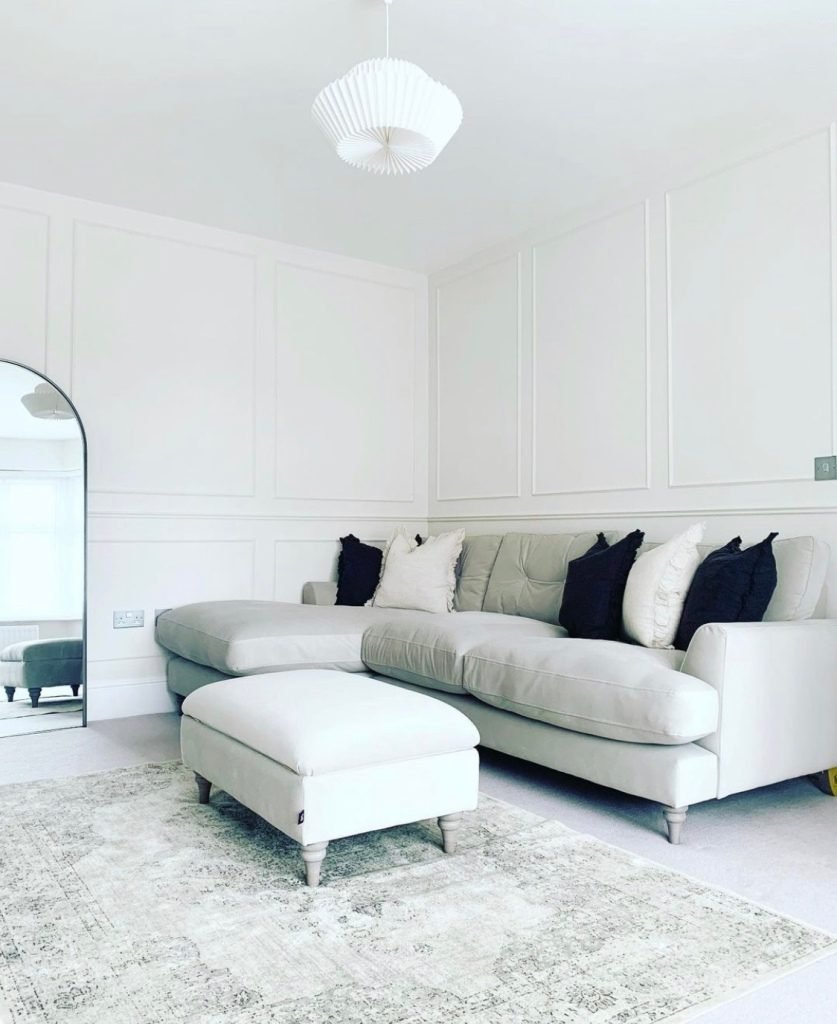 white living room wall panelling idea