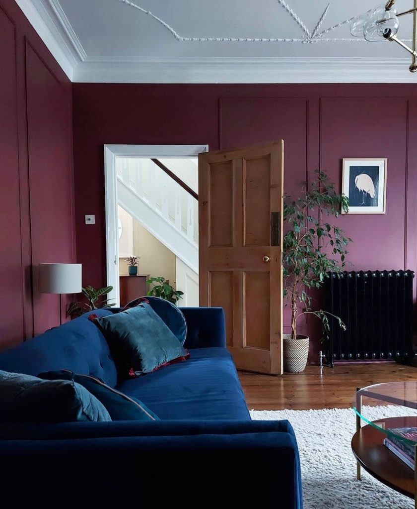 Dark wall panelling for an Edwardian living room 