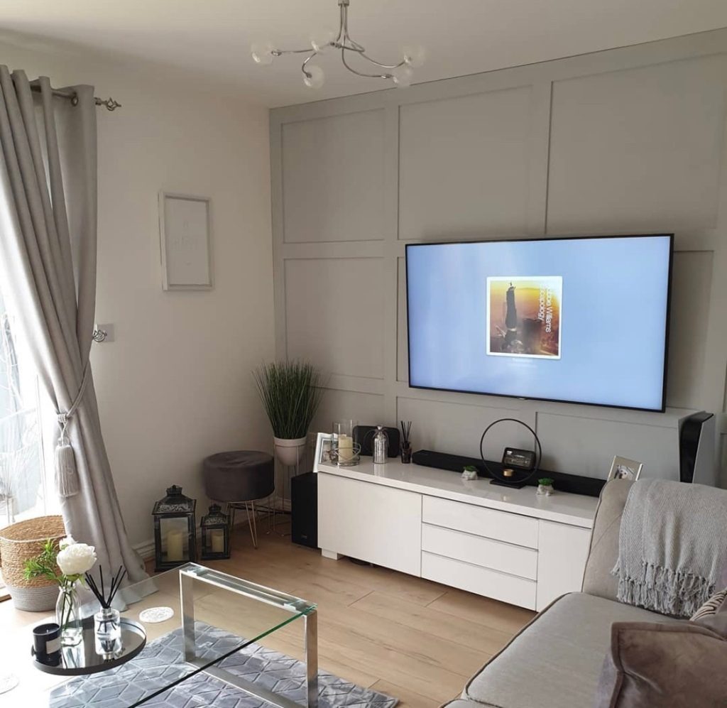 Modern wall panelling in a small living room
