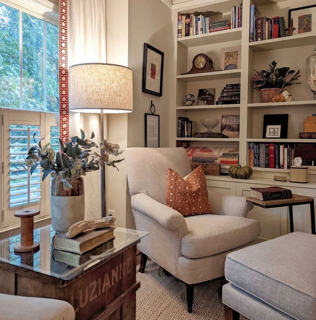 cozy living room reading nook idea