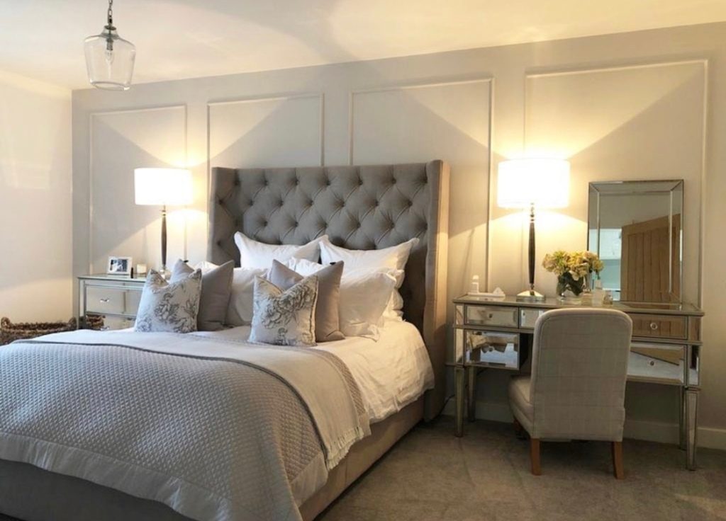 white and grey bedroom modern country style