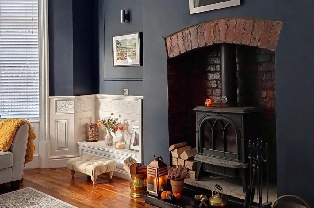 victorian fireplace in the living room