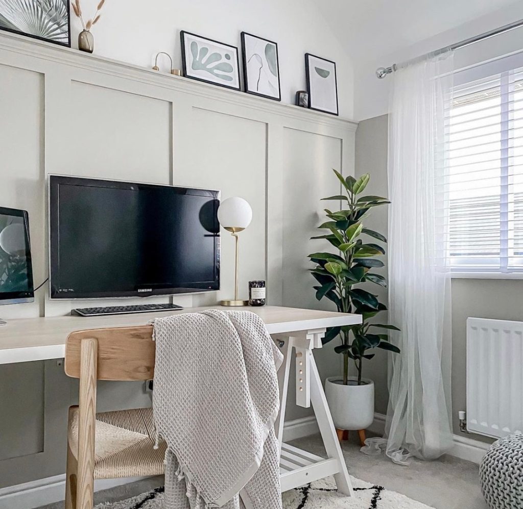 cozy grey home office idea