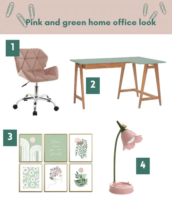 pink and green office ideas