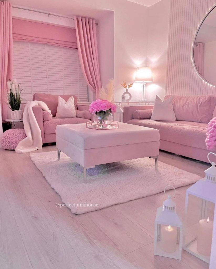 pale pink living room