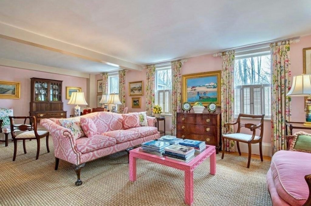 Classic pink living room beach style and regal design 