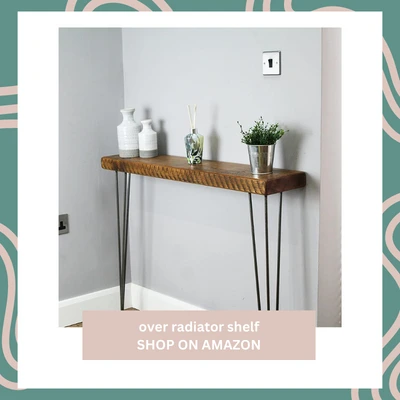 hallway over radiator shelf idea