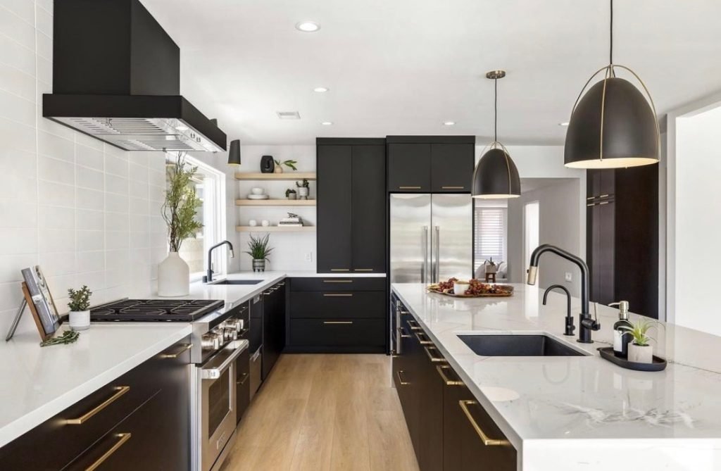 Best before and after kitchen transformations - black and white kitchen 