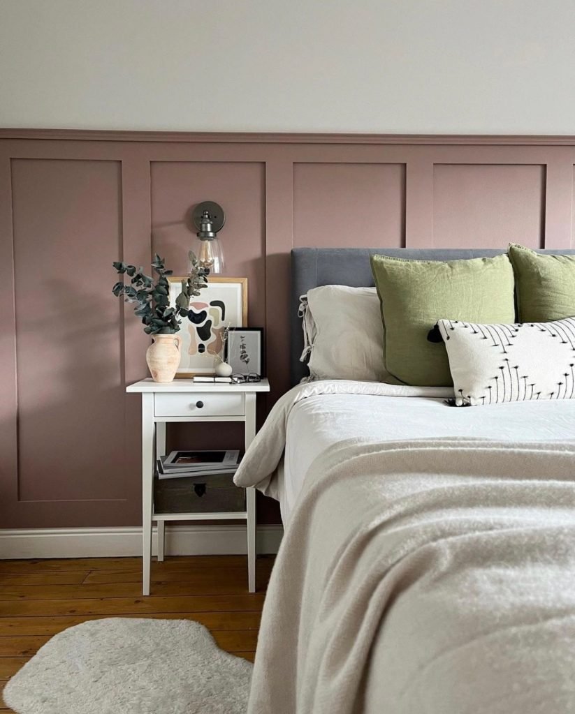 wall panelling colour ideas - pink wall panelling