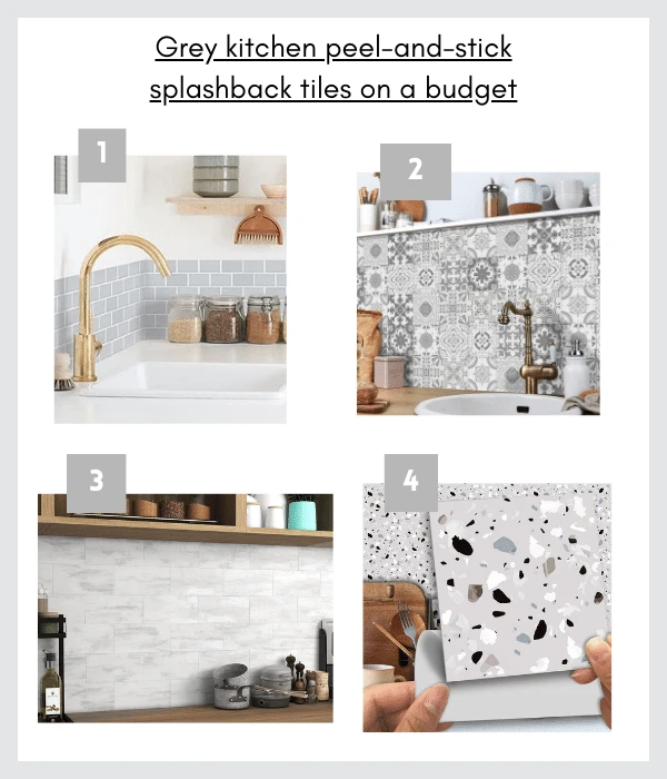 grey kitchen peel and stick tile ideas