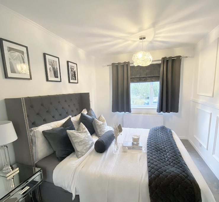 modern colour for a bedroom - grey and white