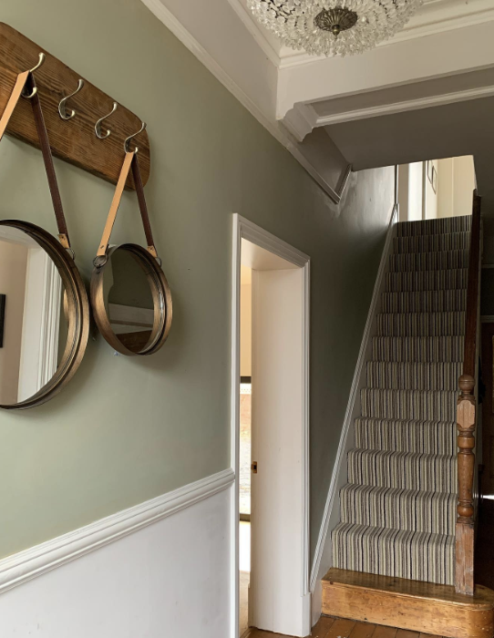 how-to-style-a-green-hallway-and-stairs-colour-combinations-to-consider-olive-green-hallway-idea