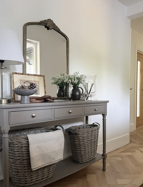 hallway console table ideas - grey console table