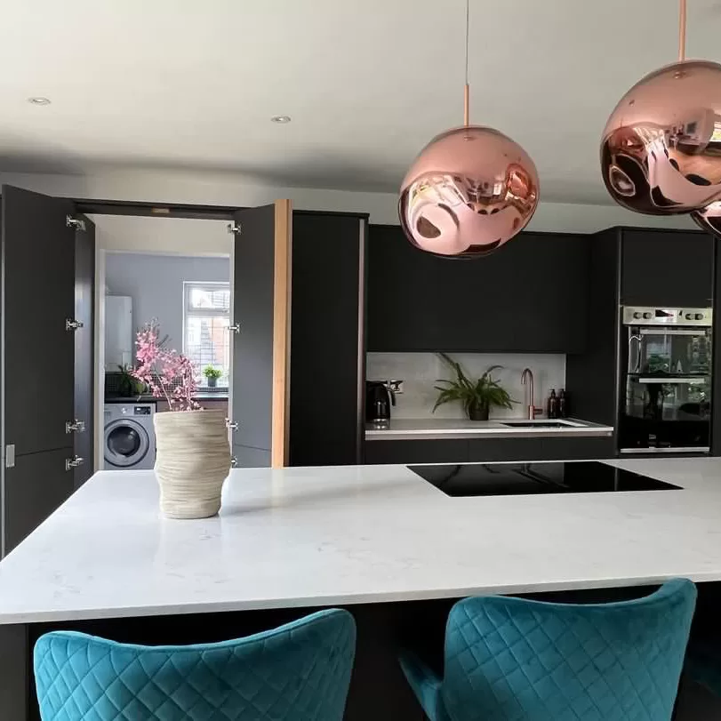 1970s home gets a kitchen transformation with a hidden door - kitchen with secret door to the utility room