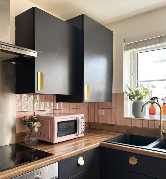 DIY Kitchen Project Ideas - pink kitchen splashback tiles