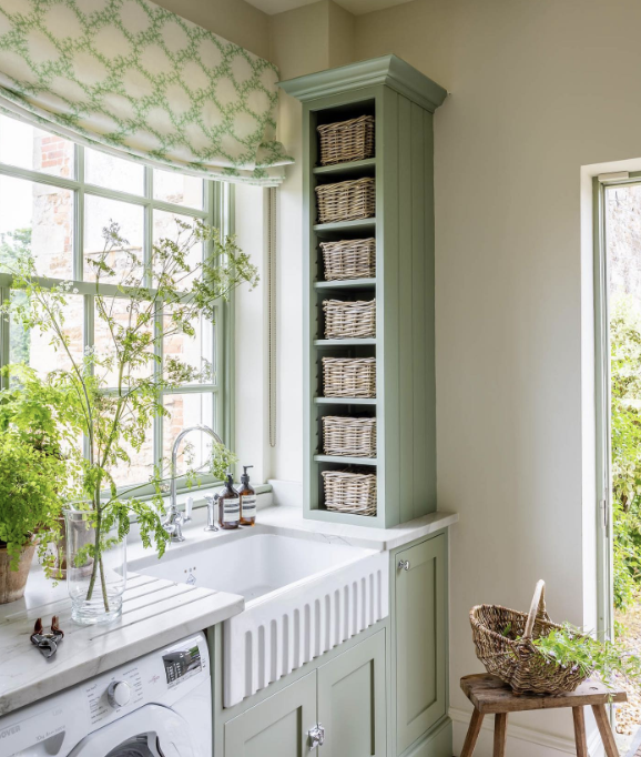 Genius Small Utility Room Hacks That Will Blow Your Mind - green utility room with vertical storage