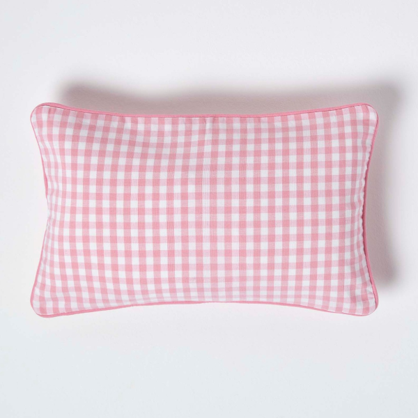 pink check pillow - Barbiecore interior trend