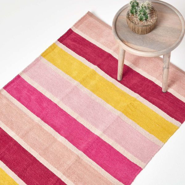 pink stripe rug - Barbiecore Interior Trend