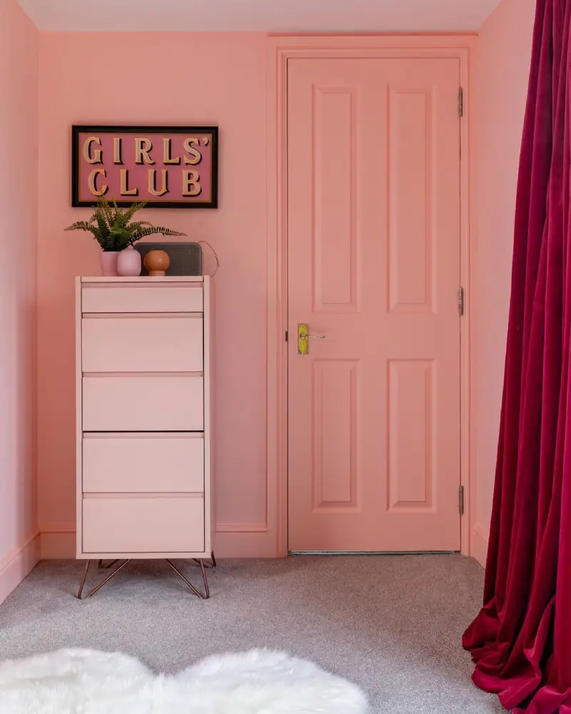 Go bright coral for a teenager’s bedroom for a colourful look