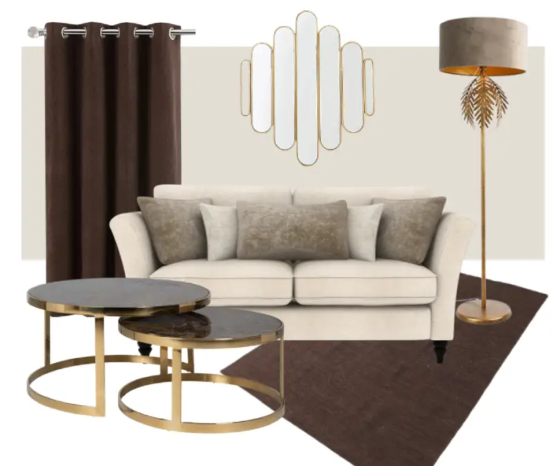 cream and brown living room idea mood board