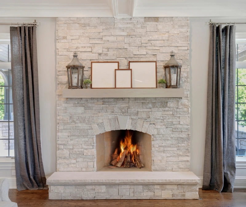 stone fireplace wall ideas with tv and shelf