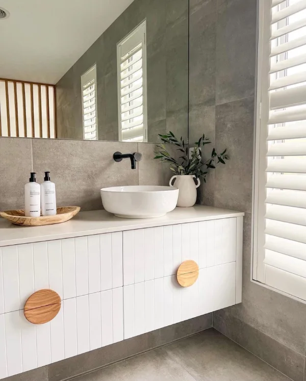 light grey bathroom floor and wall tiles