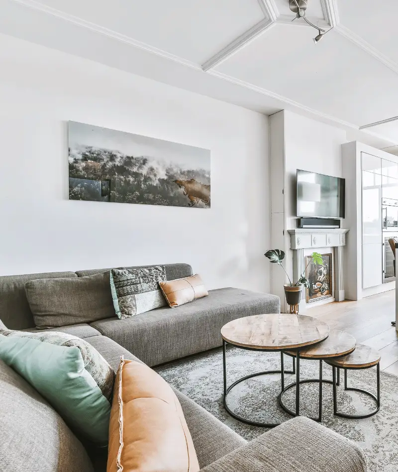 grey open plan living room