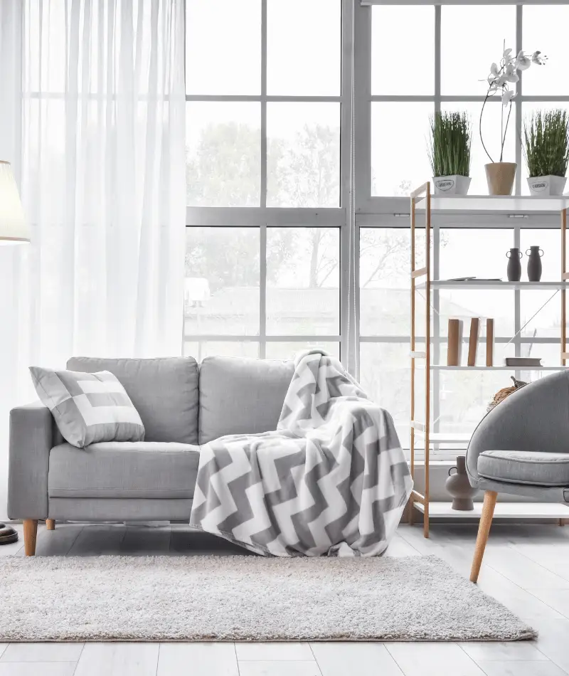 scandinavian decor in a grey living room minimalist