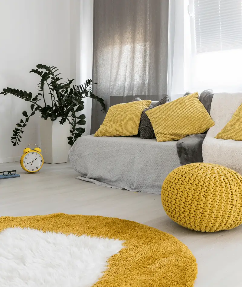 yellow and grey living room idea