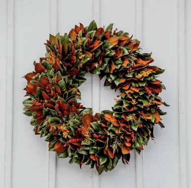 autumn fall wreath for your door green and orange