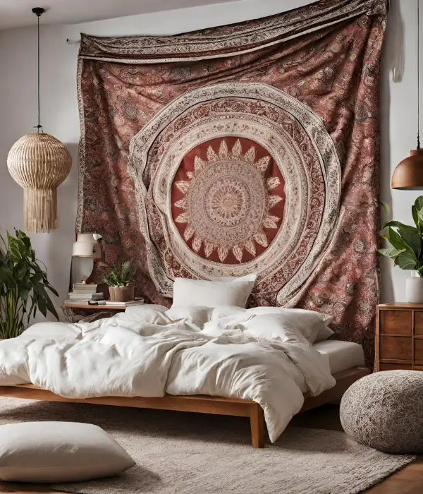 boho tapestry bedroom wall accent idea